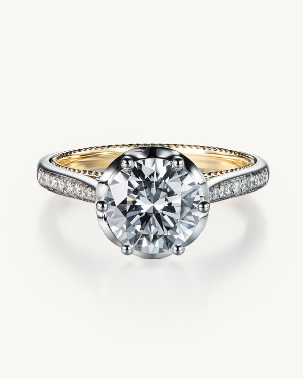 2CT Two-Tone Gold Pavé Engagement Ring